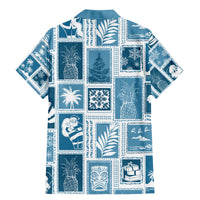 Hawaii Christmas Retro Patchwork Family Matching Mermaid Dress and Hawaiian Shirt Aquamarine LT7 - Wonder Print Shop