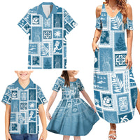 Hawaii Christmas Retro Patchwork Family Matching Summer Maxi Dress and Hawaiian Shirt Aquamarine - Wonder Print Shop