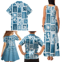 Hawaii Christmas Retro Patchwork Family Matching Tank Maxi Dress and Hawaiian Shirt Aquamarine - Wonder Print Shop