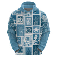 Hawaii Christmas Retro Patchwork Hoodie Aquamarine - Wonder Print Shop
