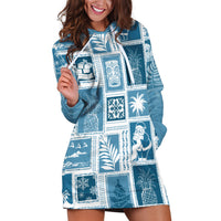 Hawaii Christmas Retro Patchwork Hoodie Dress Aquamarine - Wonder Print Shop
