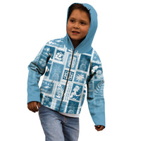 Hawaii Christmas Retro Patchwork Kid Hoodie Aquamarine - Wonder Print Shop