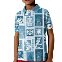 Hawaii Christmas Retro Patchwork Kid Polo Shirt Aquamarine - Wonder Print Shop