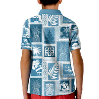 Hawaii Christmas Retro Patchwork Kid Polo Shirt Aquamarine - Wonder Print Shop