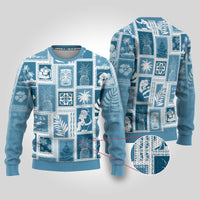 Hawaii Christmas Ugly Christmas Sweater Retro Patchwork - Aquamarine - Wonder Print Shop