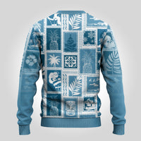 Hawaii Christmas Ugly Christmas Sweater Retro Patchwork - Aquamarine - Wonder Print Shop