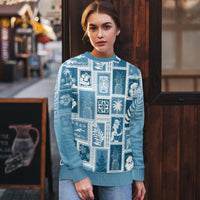 Hawaii Christmas Ugly Christmas Sweater Retro Patchwork - Aquamarine - Wonder Print Shop