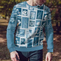 Hawaii Christmas Ugly Christmas Sweater Retro Patchwork - Aquamarine - Wonder Print Shop