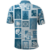 Hawaii Christmas Retro Patchwork Polo Shirt Aquamarine - Wonder Print Shop
