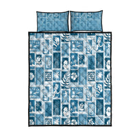 Hawaii Christmas Retro Patchwork Quilt Bed Set Aquamarine - Wonder Print Shop