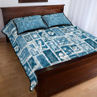 Hawaii Christmas Retro Patchwork Quilt Bed Set Aquamarine - Wonder Print Shop