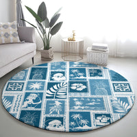 hawaii-christmas-retro-patchwork-round-carpet-aquamarine