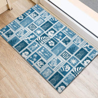 Hawaii Christmas Retro Patchwork Rubber Doormat Aquamarine - Wonder Print Shop