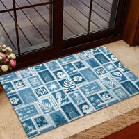 Hawaii Christmas Retro Patchwork Rubber Doormat Aquamarine - Wonder Print Shop