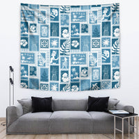 Hawaii Christmas Retro Patchwork Tapestry Aquamarine - Wonder Print Shop