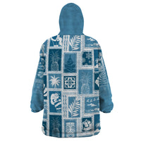 Hawaii Christmas Retro Patchwork Wearable Blanket Hoodie Aquamarine - Wonder Print Shop