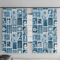 Hawaii Christmas Retro Patchwork Window Curtain Aquamarine - Wonder Print Shop