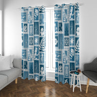 Hawaii Christmas Retro Patchwork Window Curtain Aquamarine - Wonder Print Shop