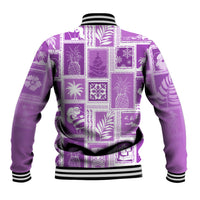 Hawaii Christmas Retro Patchwork Baseball Jacket Violet LT7 - Wonder Print Shop