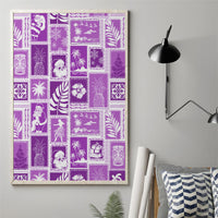 Hawaii Christmas Retro Patchwork Canvas Wall Art Violet LT7 - Wonder Print Shop