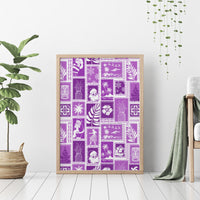 Hawaii Christmas Retro Patchwork Canvas Wall Art Violet LT7 - Wonder Print Shop