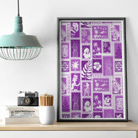 Hawaii Christmas Retro Patchwork Canvas Wall Art Violet LT7 - Wonder Print Shop