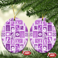 Hawaii Christmas Ceramic Ornament Retro Patchwork - Violet LT7 - Wonder Print Shop