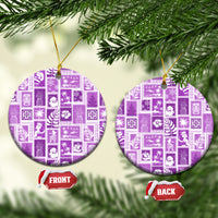 Hawaii Christmas Ceramic Ornament Retro Patchwork - Violet LT7 - Wonder Print Shop