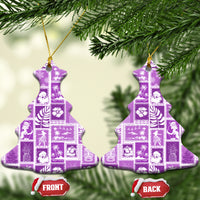 Hawaii Christmas Ceramic Ornament Retro Patchwork - Violet LT7 - Wonder Print Shop