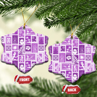 Hawaii Christmas Ceramic Ornament Retro Patchwork - Violet LT7 - Wonder Print Shop