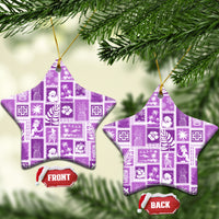 Hawaii Christmas Ceramic Ornament Retro Patchwork - Violet LT7 - Wonder Print Shop