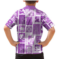Hawaii Christmas Retro Patchwork Family Matching Mermaid Dress and Hawaiian Shirt Violet LT7 - Wonder Print Shop