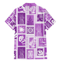 Hawaii Christmas Retro Patchwork Family Matching Mermaid Dress and Hawaiian Shirt Violet LT7 - Wonder Print Shop