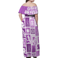 Hawaii Christmas Retro Patchwork Family Matching Off Shoulder Maxi Dress and Hawaiian Shirt Violet LT7 - Wonder Print Shop