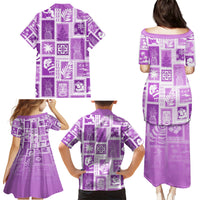 Hawaii Christmas Retro Patchwork Family Matching Puletasi Dress and Hawaiian Shirt Violet - Wonder Print Shop