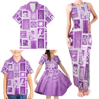 Hawaii Christmas Retro Patchwork Family Matching Tank Maxi Dress and Hawaiian Shirt Violet - Wonder Print Shop