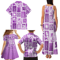 Hawaii Christmas Retro Patchwork Family Matching Tank Maxi Dress and Hawaiian Shirt Violet - Wonder Print Shop