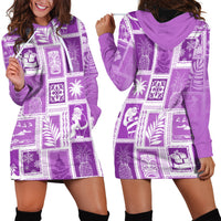 Hawaii Christmas Retro Patchwork Hoodie Dress Violet - Wonder Print Shop