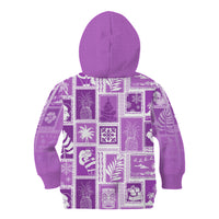 Hawaii Christmas Retro Patchwork Kid Hoodie Violet - Wonder Print Shop