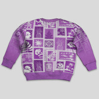 Hawaii Christmas Kid Ugly Christmas Sweater Retro Patchwork - Violet - Wonder Print Shop