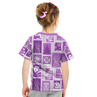 Hawaii Christmas Retro Patchwork Kid T Shirt Violet - Wonder Print Shop