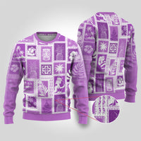 Hawaii Christmas Ugly Christmas Sweater Retro Patchwork - Violet - Wonder Print Shop