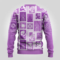 Hawaii Christmas Ugly Christmas Sweater Retro Patchwork - Violet - Wonder Print Shop