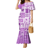 Hawaii Christmas Retro Patchwork Mermaid Dress Violet - Wonder Print Shop