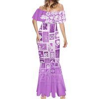Hawaii Christmas Retro Patchwork Mermaid Dress Violet - Wonder Print Shop