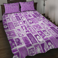 Hawaii Christmas Retro Patchwork Quilt Bed Set Violet - Wonder Print Shop