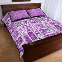 Hawaii Christmas Retro Patchwork Quilt Bed Set Violet - Wonder Print Shop