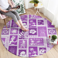 hawaii-christmas-retro-patchwork-round-carpet-violet