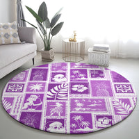 hawaii-christmas-retro-patchwork-round-carpet-violet