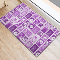Hawaii Christmas Retro Patchwork Rubber Doormat Violet - Wonder Print Shop